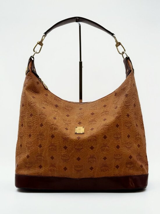 MCM Handbags - MCM Visetos Brown Cognac Large Hobo Shoulder Bag Logo Monogram Vintage